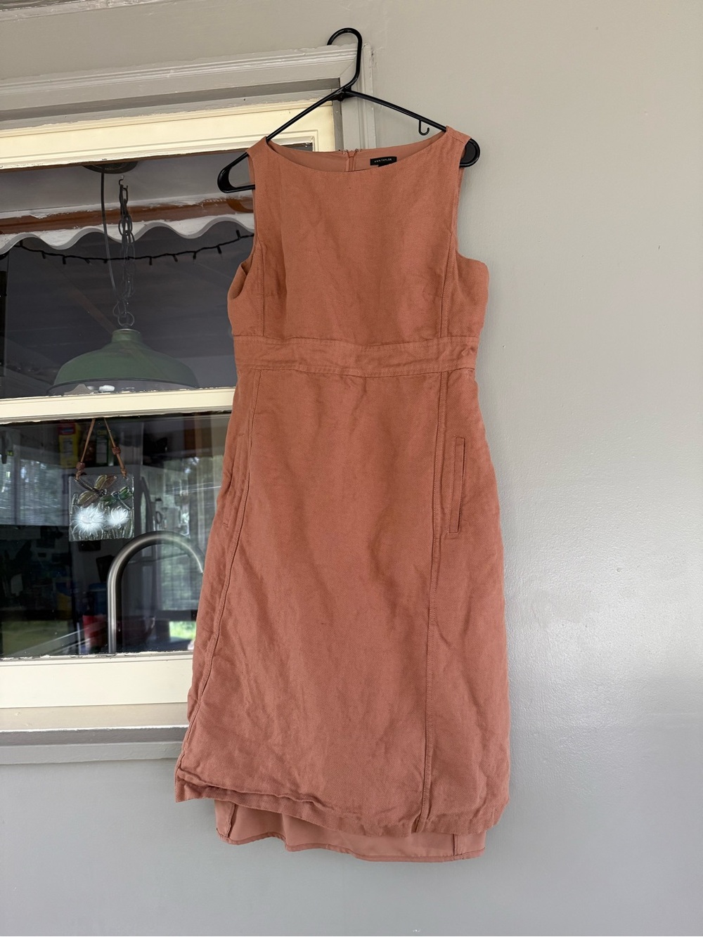 Ann Taylor Beige Sleeveless Midi Dress